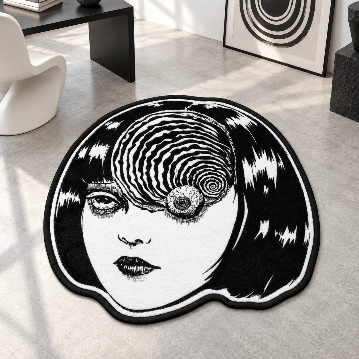 Manga Horror Shaped Rug Kawakami Tomie F-Fujou Flannel Irregular Floor Mat for Bedroom Living Room Indoor Carpet Home Decor Gift