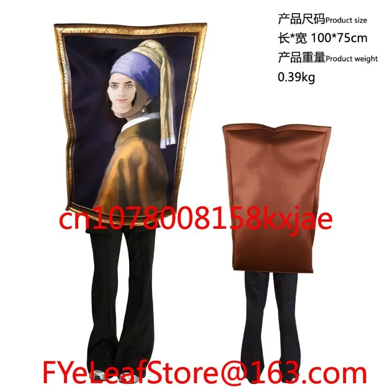 Halloween funny parent-child costumes, world-famous paintings cos Mona Lisa, Van Gogh Scream, calendar pictorial couple