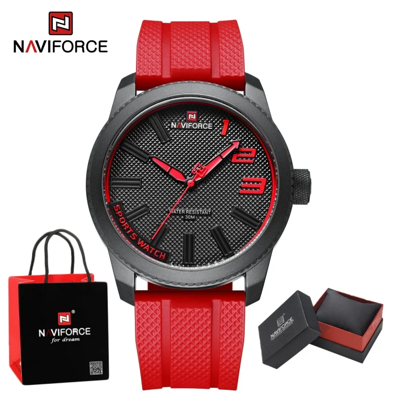 

Новые мужские часы NAVIFORCE, роскошный силиконовый ремешок, спортивные кварцевые военные часы, мужские часы, водонепроницаемые, Relogio Masculino, посылка, подарки