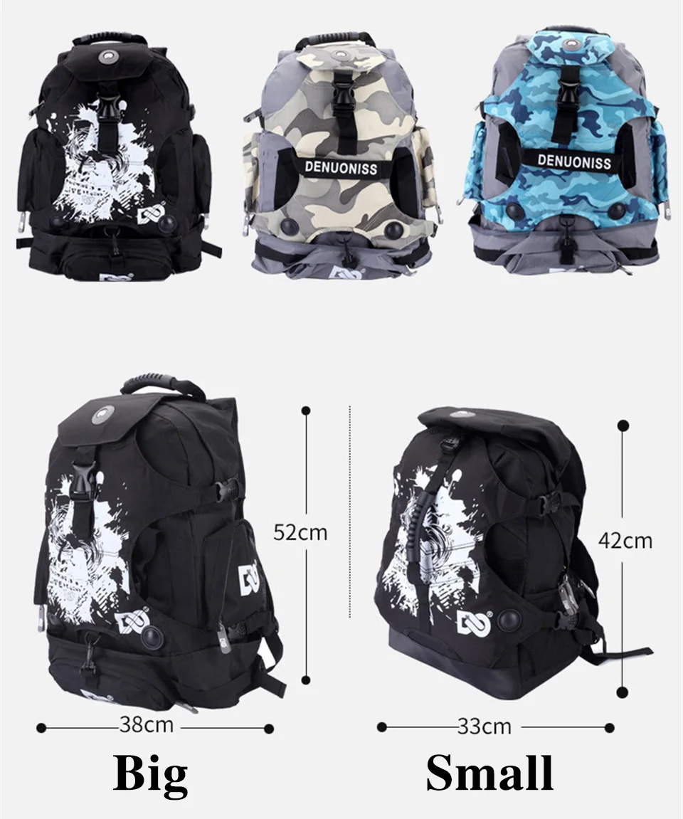 Inline Roller Skates Backpack for Inline Speed Slalom Skating Patine Waterproof 800D Polyester Fabric Skating Bag