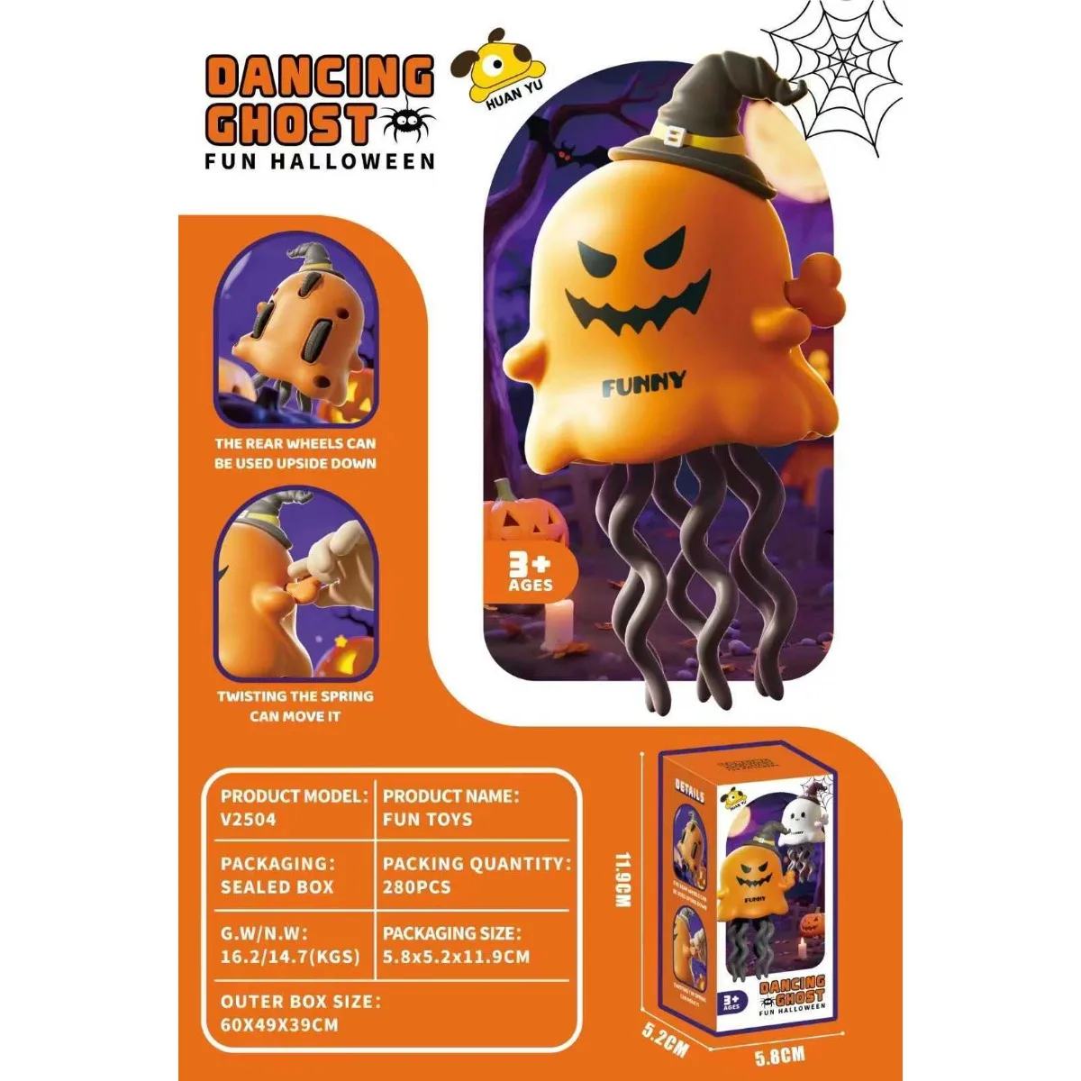 Divertenti giocattoli a orologeria di alce di Natale di Halloween Regali creativi Bambole fantasma danzanti magici Decompressione Giocattoli a carica per regali per bambini