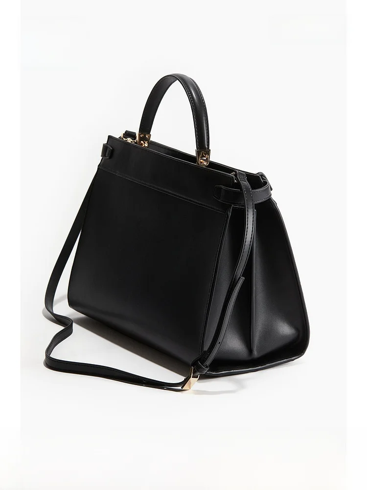 

H&M Women's Medium Shopping Bag Summer Crossbody Handbag Belt Decorated Shoulder Bag Stylish Polyester Tote for Ladies
