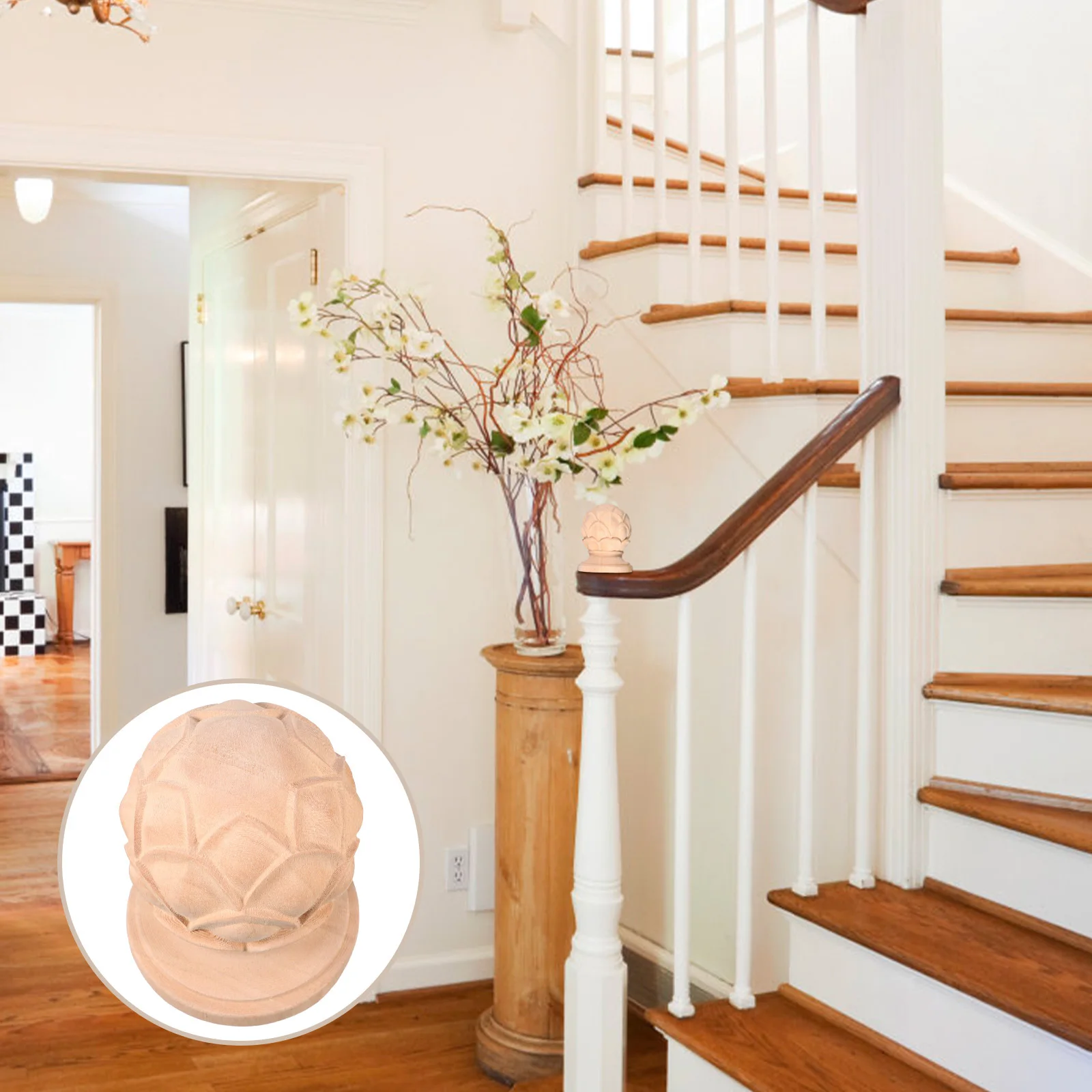 Европейская резная деревянная лестница