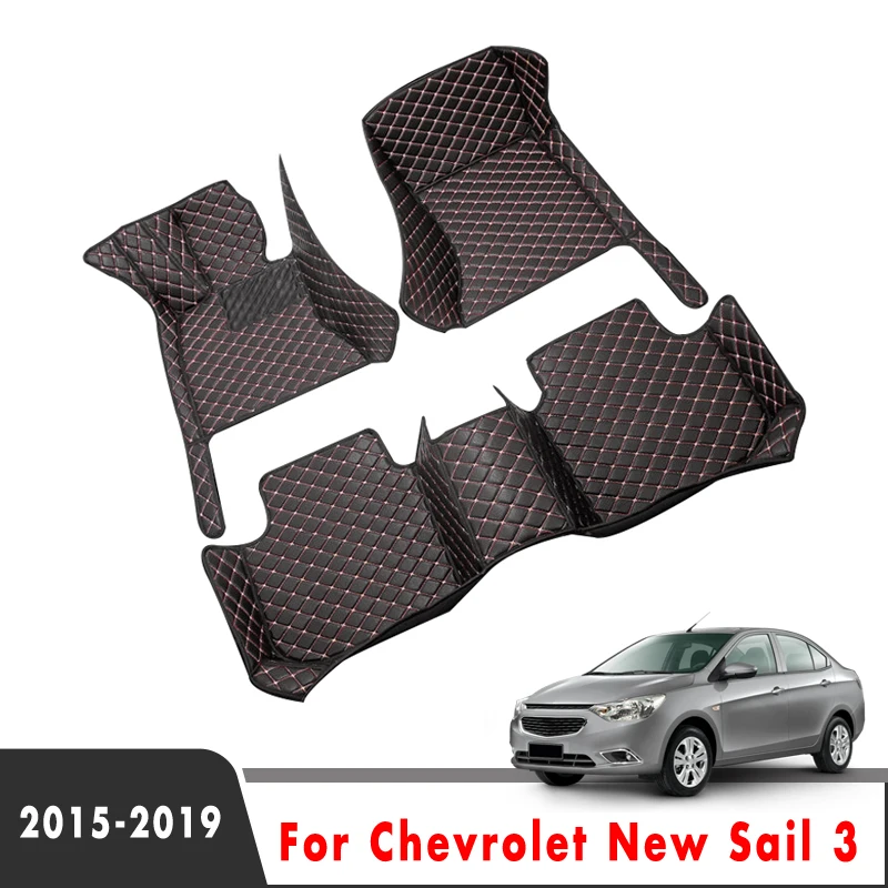 

For Chevrolet New Sail 3 2019 2018 2017 2016 2015 Car Floor Mats Leather Carpets Styling Decoration Parts Interior Accessories