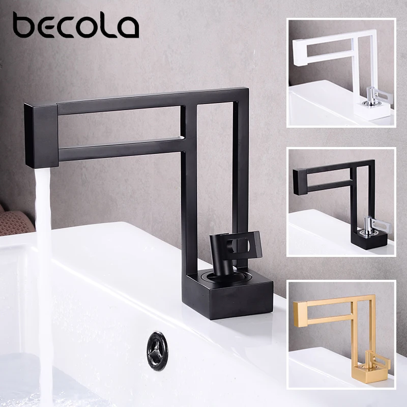 Becola Black/White/Gold Bathroom Vessel Basin Sink Unique Design Mixer Single Handle Deck Mount Solid Brass Faucet Tap