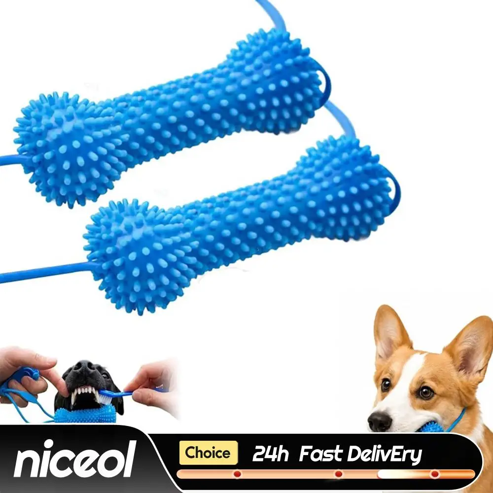 PVC Dual-Action Canine Dental Prop with Pull Rope Interactive Teeth Grinding Chewing Stick Bite-Resistance for Dogs Training
