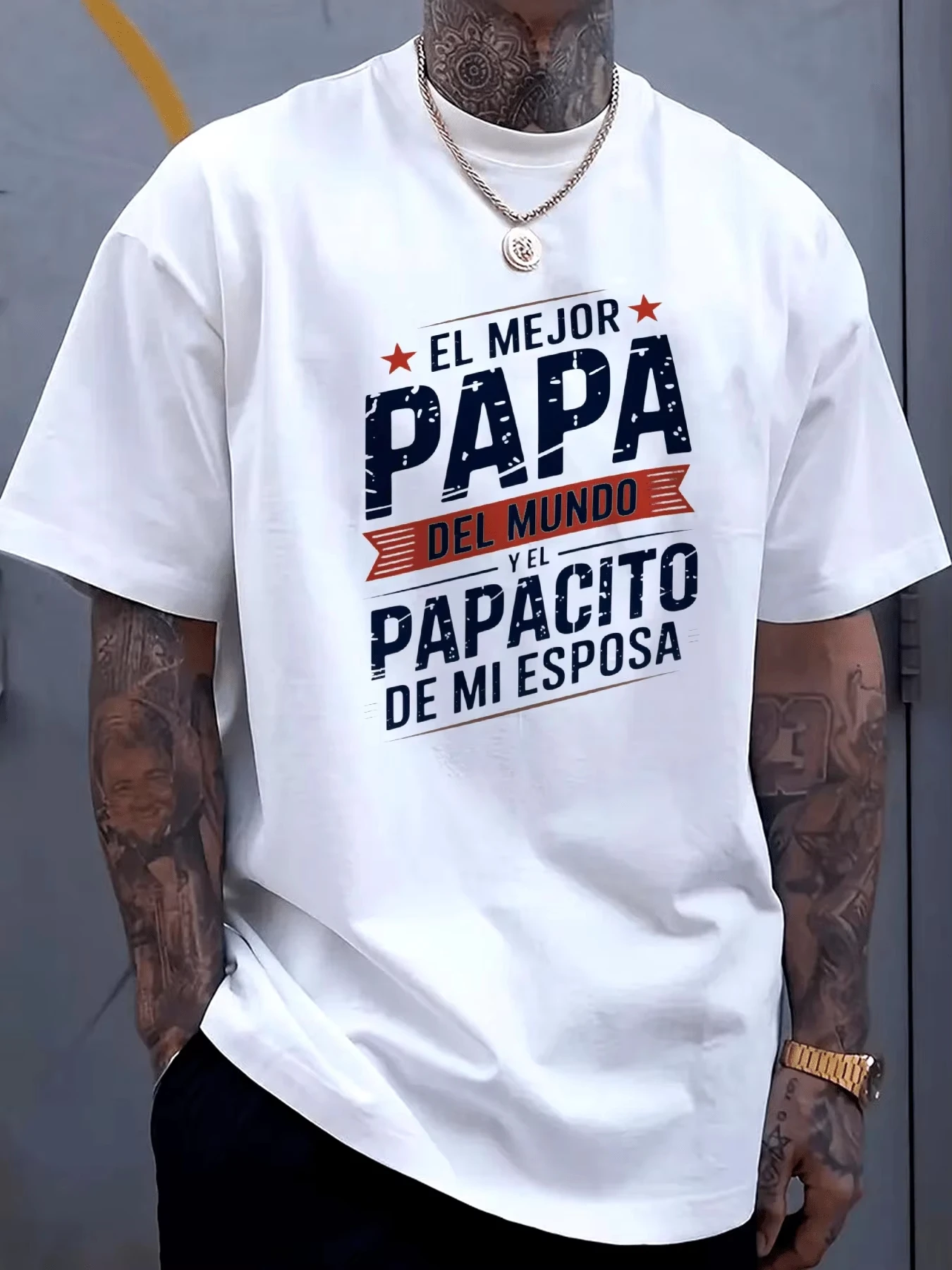 Summer Father's Day Gift A Men's Casual T-shirt in Black with The Spanish Inscription 