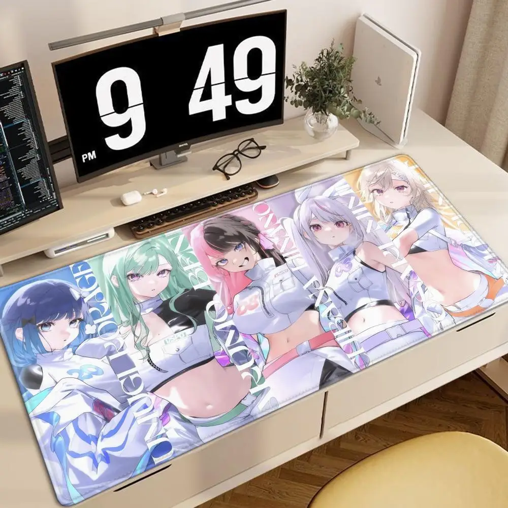 Gaming Mouse Pad, Large Desk Mat, Anti-slip Base, Stitched Edges, Group Anime Girls Print for Gaming & Office Desk Use