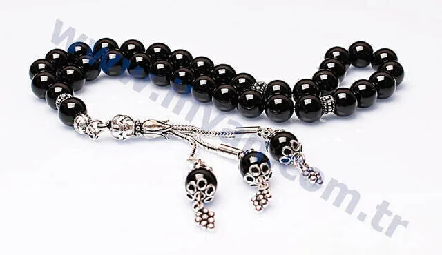 IQRAH Onyx Stone Rosary (925 carat Silver)