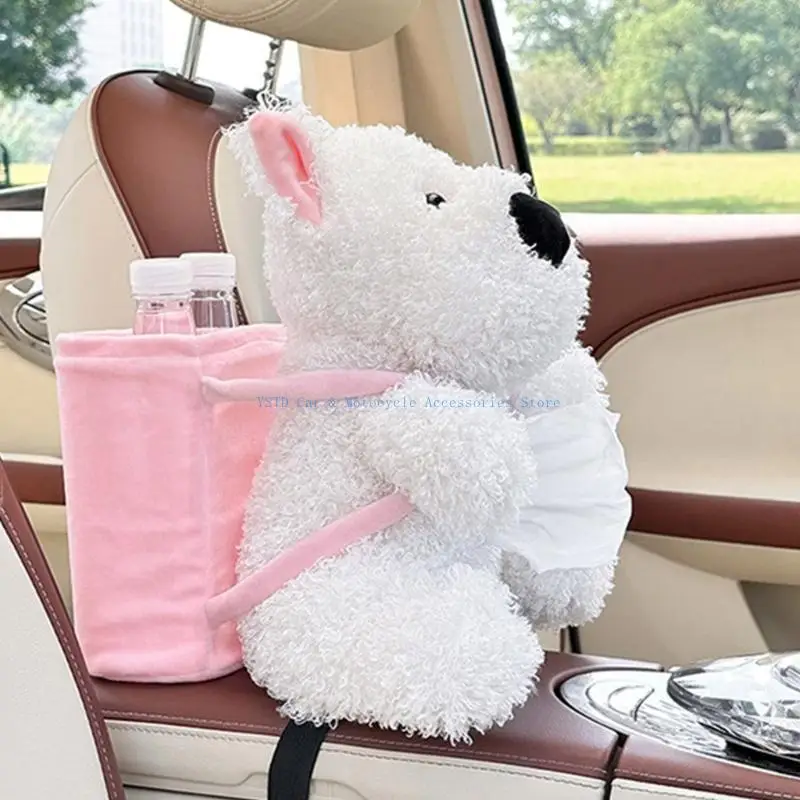 L5BC Plush Car Tissue Dispenser Paper Storage Unit Backseat Tissue Holder for Easy Installation & Maximums Convenience
