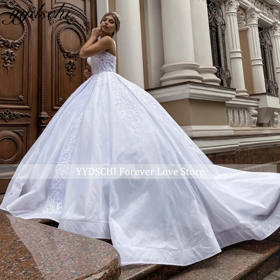

Customized Elegant White Lace Appliques Wedding Dress 2025 Princess Ball Gown Chapel Train Lace Up Bride Gowns Vestido De Noiva