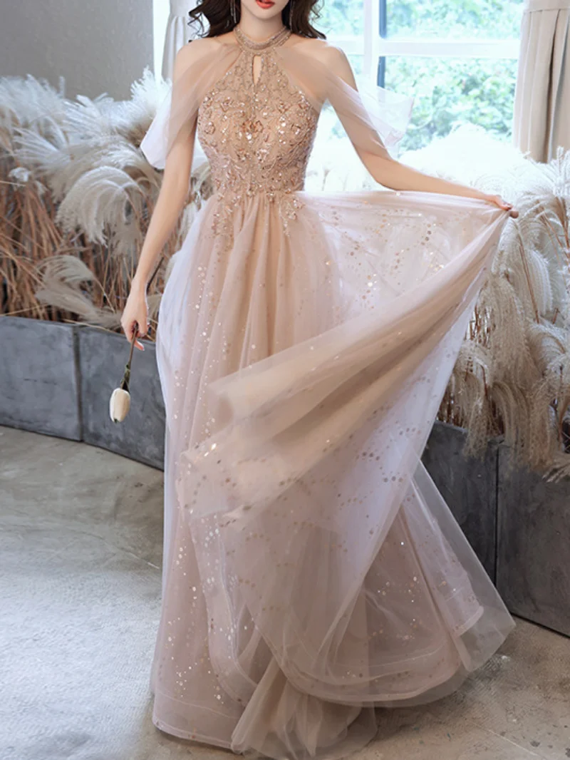 Fairy Evening Dress 2024 New Summer High-End Banquet Temperament Annual Meeting Host Prom Gown Art Test High-Quality Female