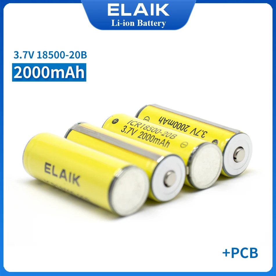 1-5PCS 3.7V Rechargeable Battery ICR18500-20B 2000mAh Recarregavel Lithium ion Battery With PCB