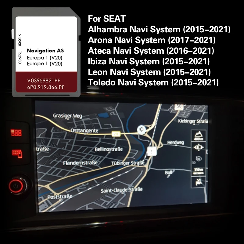 AS V20 MIB2 SD CARD LEON Ateca IBIZA TOLEDO ALHAMBRA 2024 SD CARD NAVI Map for Seat