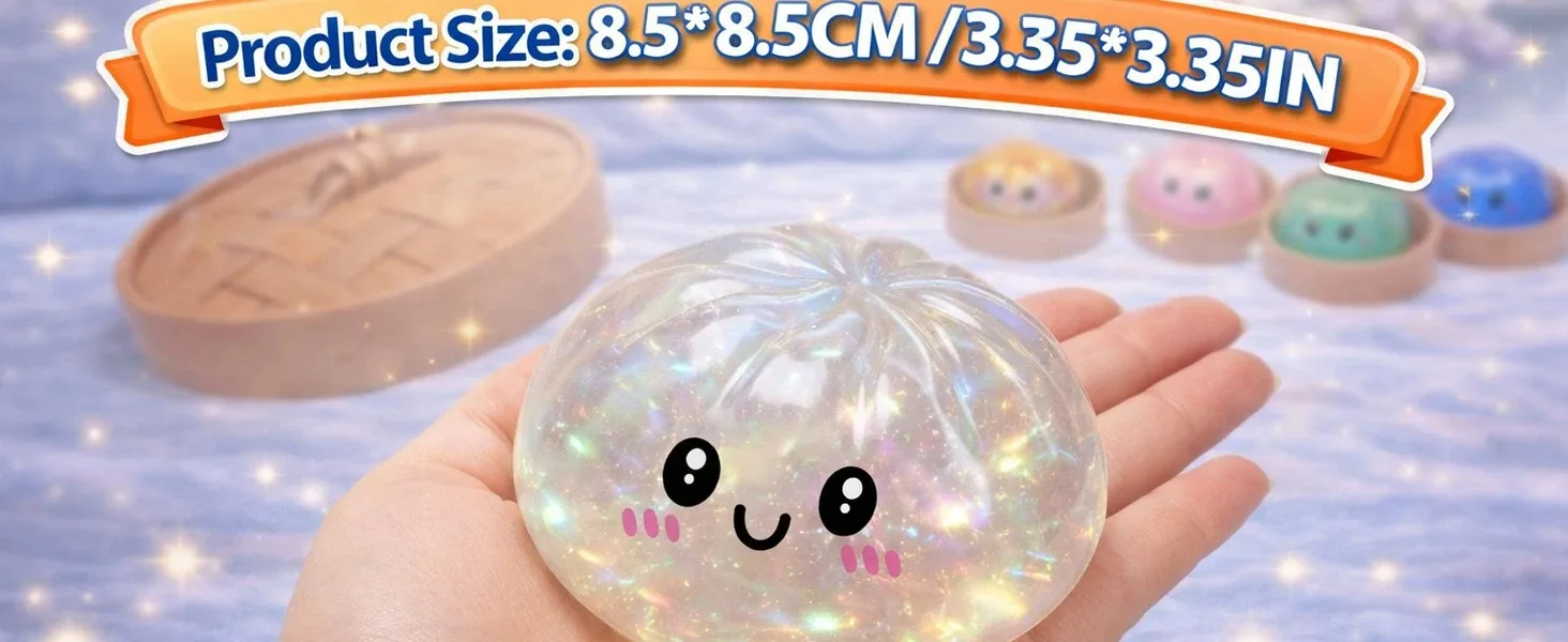 Glitter Dumpling Squeeze Box Soft Baozi Squeeze Toy For Role Play And Stress Relief With High Elasticity