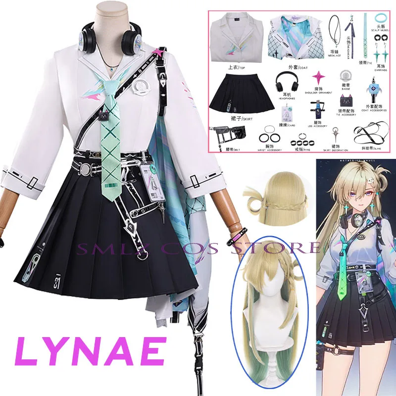 

Lynae Cosplay Game Wuthering Waves Cosutme Woman Lynae Uniform Wig Set Halloween Party Role Play Outfit for Women