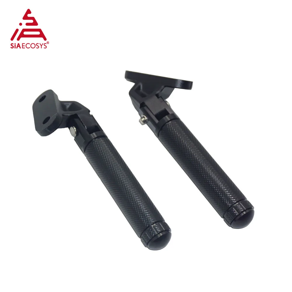 SIAECOSYS 2Pcs Foldable Foot Pegs CNC Aluminum Alloy Black Footrest for E-Scooter Motorcycle Folding Footrest