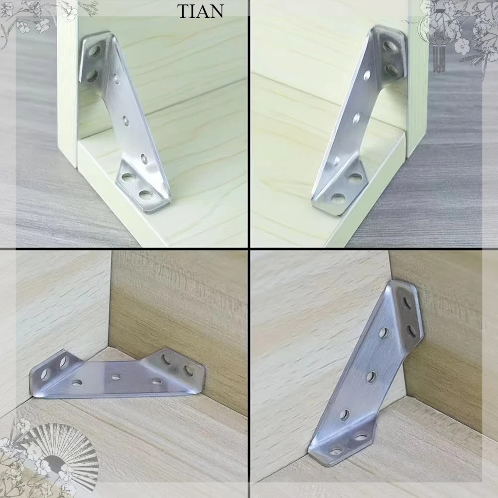 TIAN    10 Sets Stainless Steel Corner Connector, Right Angle Thickened Brackets, Laminate, Furniture, Cabinet Hardware