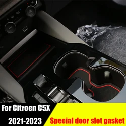 Per Citroen C5X 2021 2022 2023 tappetino speciale per slot per porte scatola di immagazzinaggio interna tappetino per tazza d'acqua modifica della decorazione antiscivolo