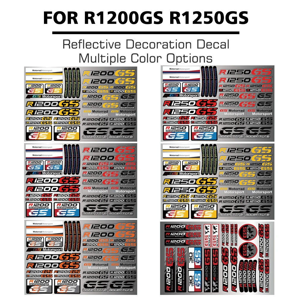 

Motorcycle Reflective Decals Personalized Unique Body Decoration logo Sticker kit For R1200GS R1250GS R 1200 1250 GS Waterproof