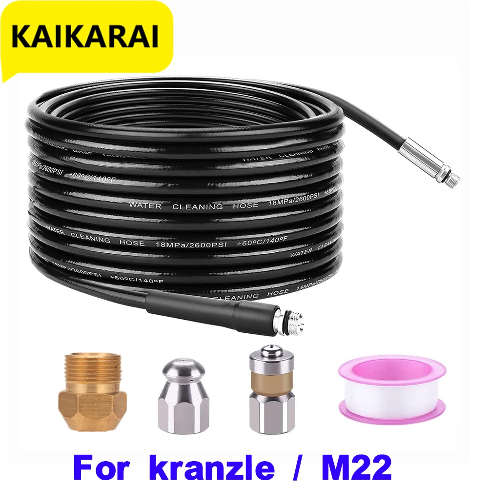 For Kranzle M22 Sewer Jetter Kit for Pressure Washer Auto parts Button Nose and Rotating Sewer Jetting Nozzle Pipe Cleaning