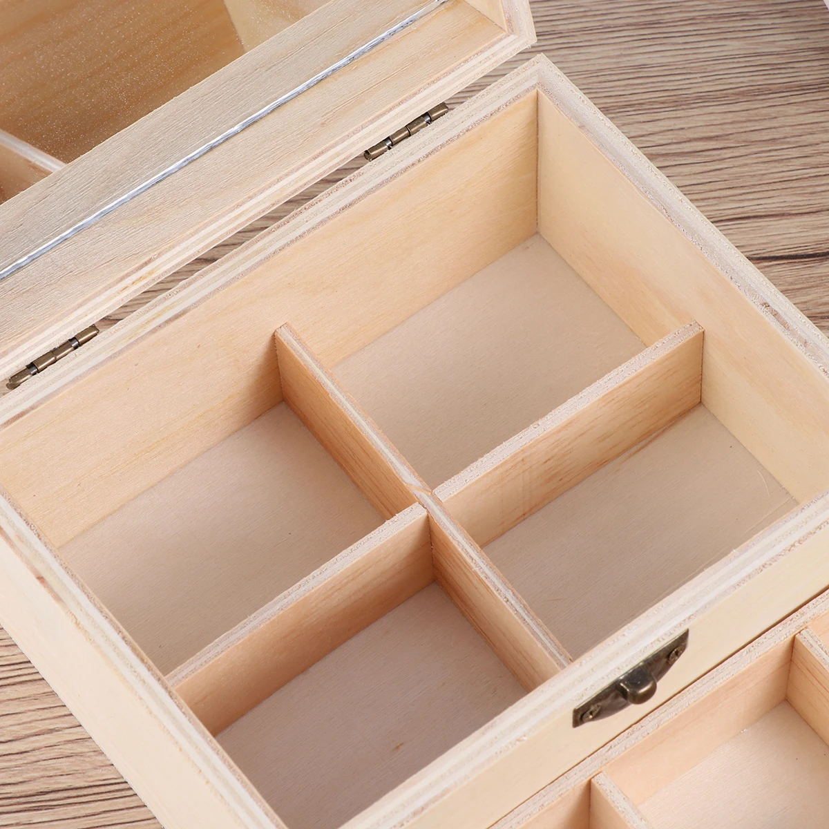 

1pc Premium Wooden Jewelry Box for Kids Painted Clay Design Large Capacity Storage Organizer Smooth Eco-Friendly Durable Dresser