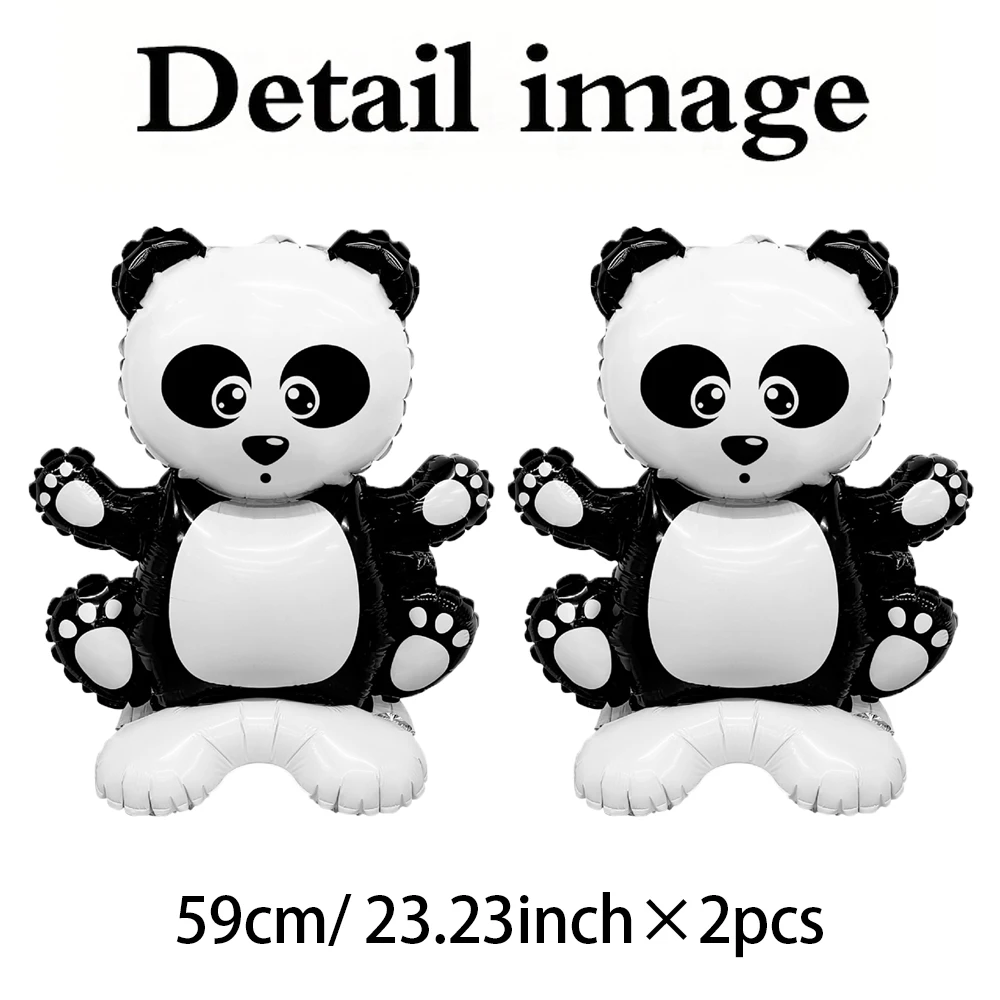2 Stück Panda Cartoon geformte Aluminiumfolie Ballon Tier Ballon Geburtstagsfeier Dschungel Party Dusche Dekoration – Detail 2