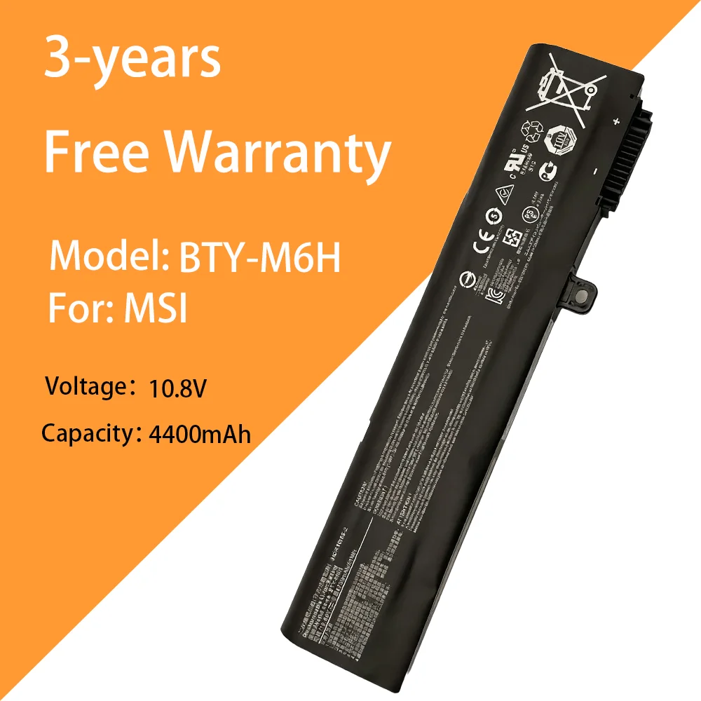 

10.8V 6cells Laptop Battery BTY-M6H for MSI BTY-M6H GL62M GL62VR GL72VR GE70