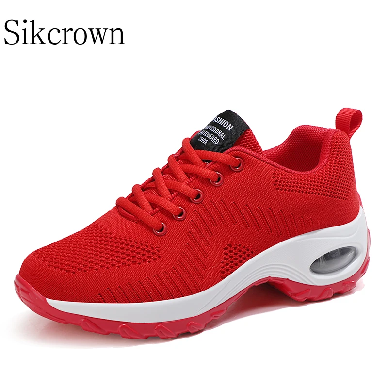 

Big Size42 Sneakers with Platform Woman Red 2023 New Mesh Breathable Flat Anti-Slip Sneaker Outdoor Trainer Female Sport Shoe