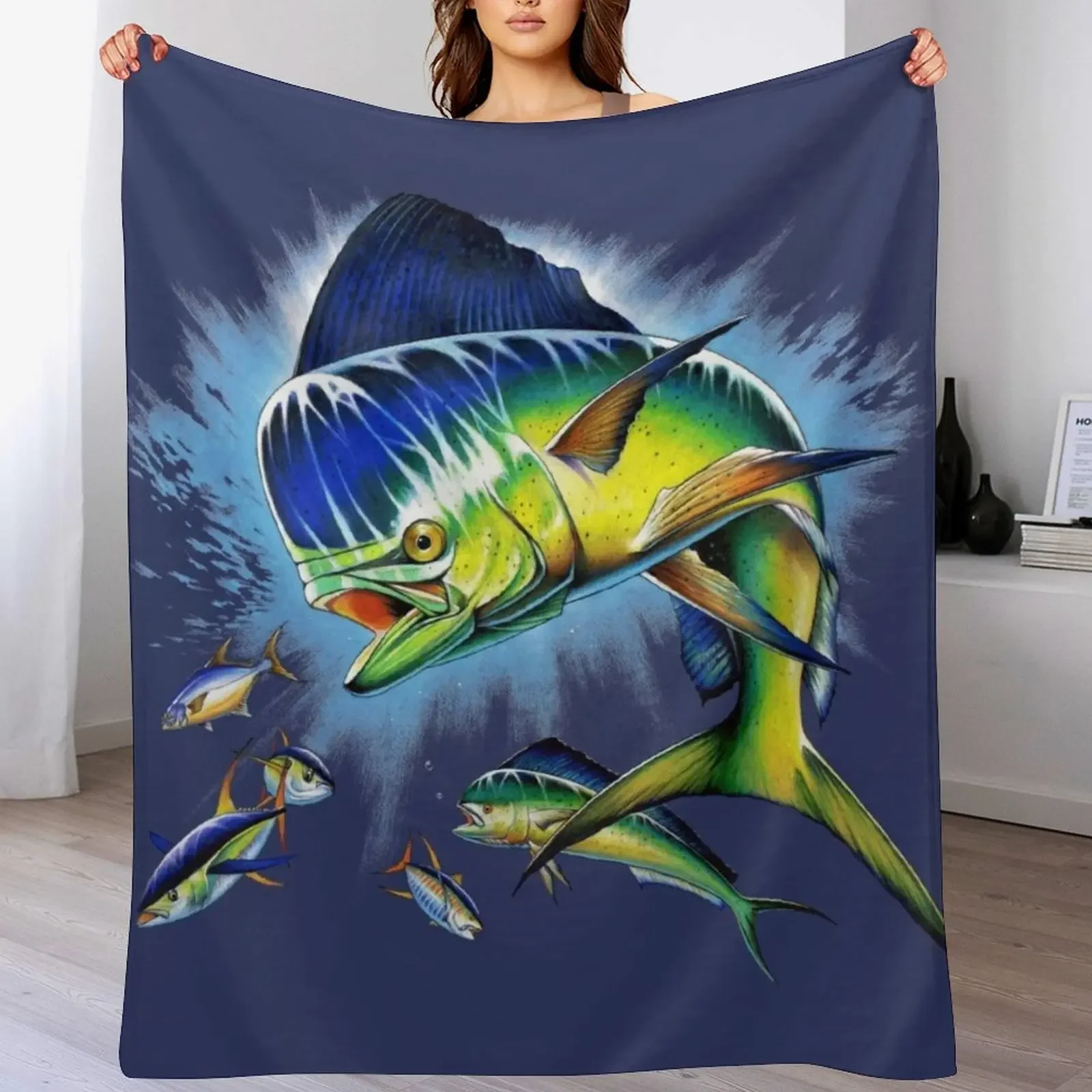Bull Dolphin Throw Blanket Fuzzy Plush Throw Blanket for Sofa Chair
