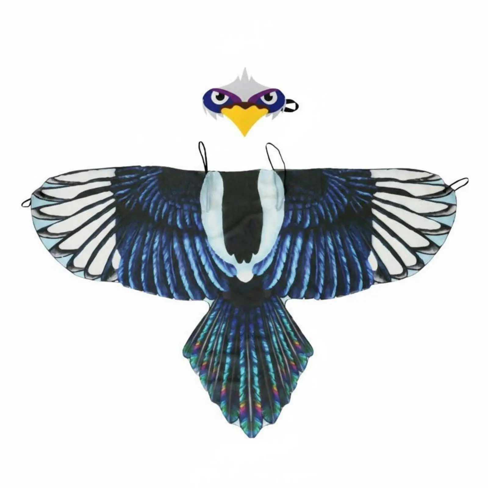 Kids Bird Wing Cape Costume Set with Mask Feather Pattern Dress Up for Halloween Party