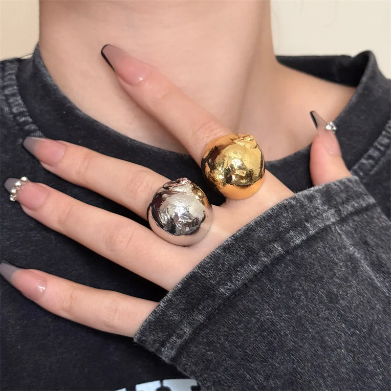 Metal Smooth Snail Shape Chunky Ring for Women Girls Unique Exaggerated Trendy Jewelry Finger Accessories