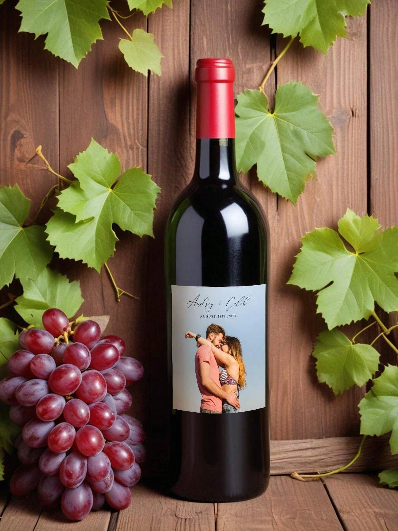 1pc Custom Photo Text Wine Bottle Sticker Personalized Square Colored Wedding Gift For Him Her Valentine Birthday Anniversary view 5