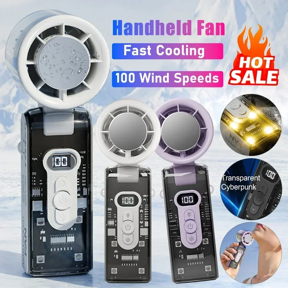 

Portable Handheld High-Speed Cooling Fan Outdoor Transparent Mecha Fan USB Mini Desktop Turbine Ice Home Appliances Fan