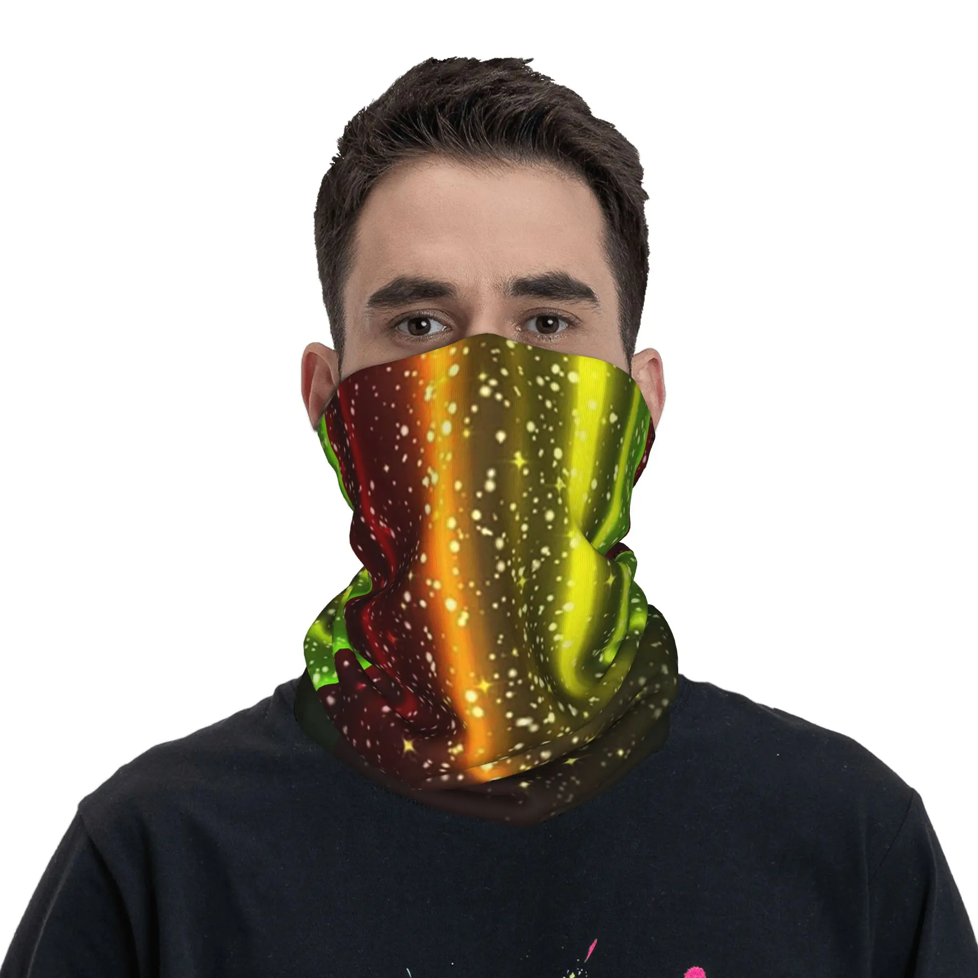 

Dreamy Multicolor Striped Starry Sky Pattern Bandana Neck Cover Printed Face Scarf Headband Riding for Men Women Breathable