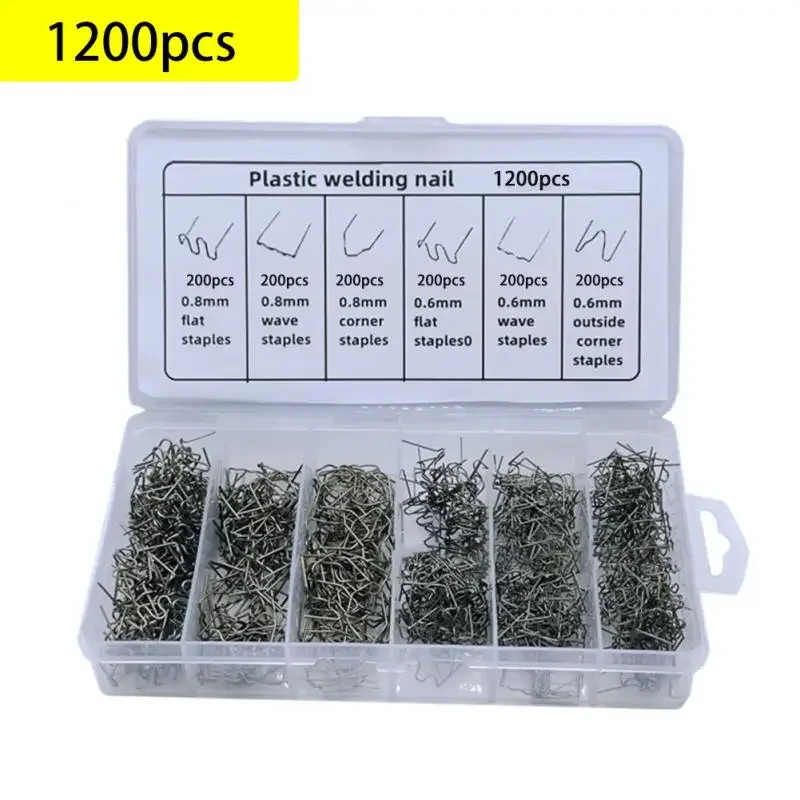 

600/1200/3000PCS Plastic Welding staples Welding Nail set Pre Cut Wave Staples for Bumper Repairs Auto Plastic Repair 0.6/0.8mm