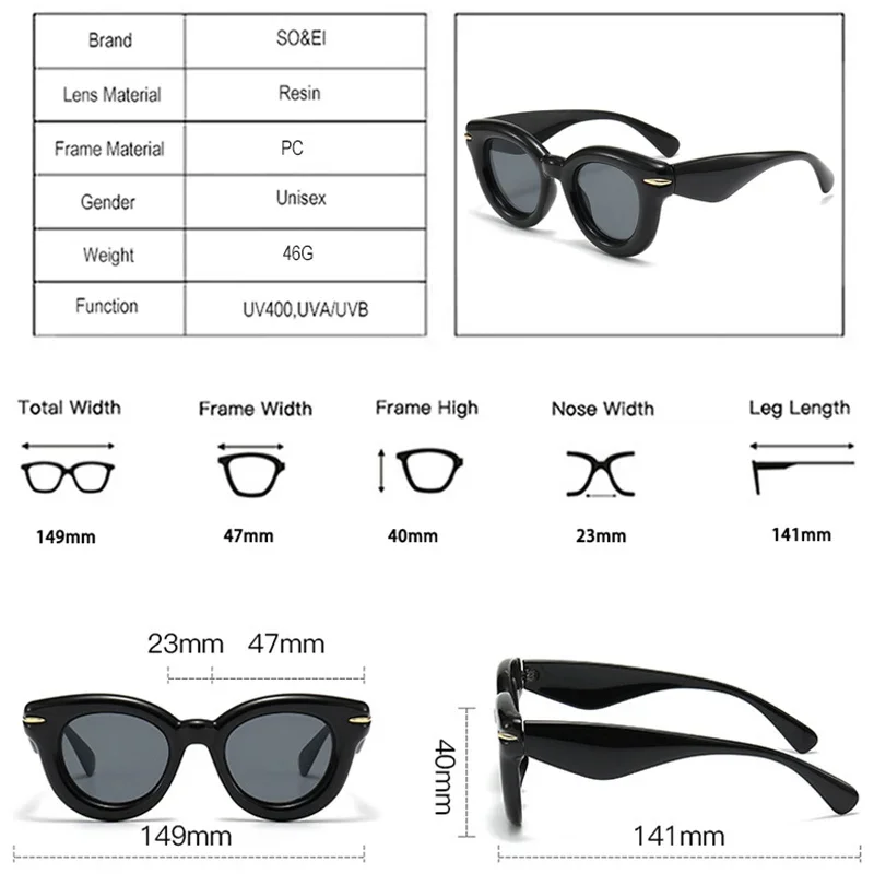 SO&EI Y2K Women Fashion Oval Candy Color Sunglasses Retro Rivets Men Brand Designer Trending Punk Round Sun Glasses Shades UV400