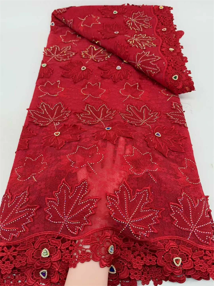 

New African Guipure Cord Lace Fabric 2026 New High Quality Nigerian chiffon Lace Fabrics 5 Yards For Wedding Dresses Party