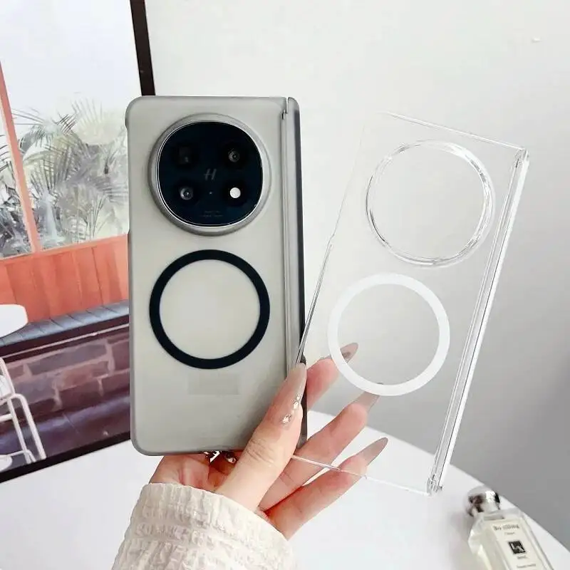 

Case For Honor Magic V5 V3 Fashion Frosted Transparent Magnetic PC Skin-friendly Cover For Honor Magic V5 Shockproof Bumper