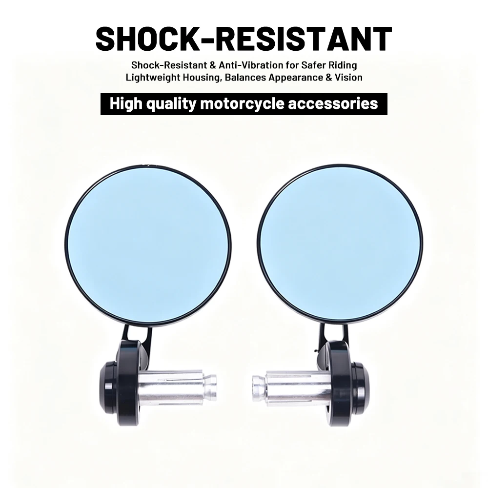 Motorcycle Rearview Mirror Blue Anti‑Glare Wide‑Angle Lens Aluminum Alloy Expander Fix Universal Motorbike Mod Mirror Kit 2