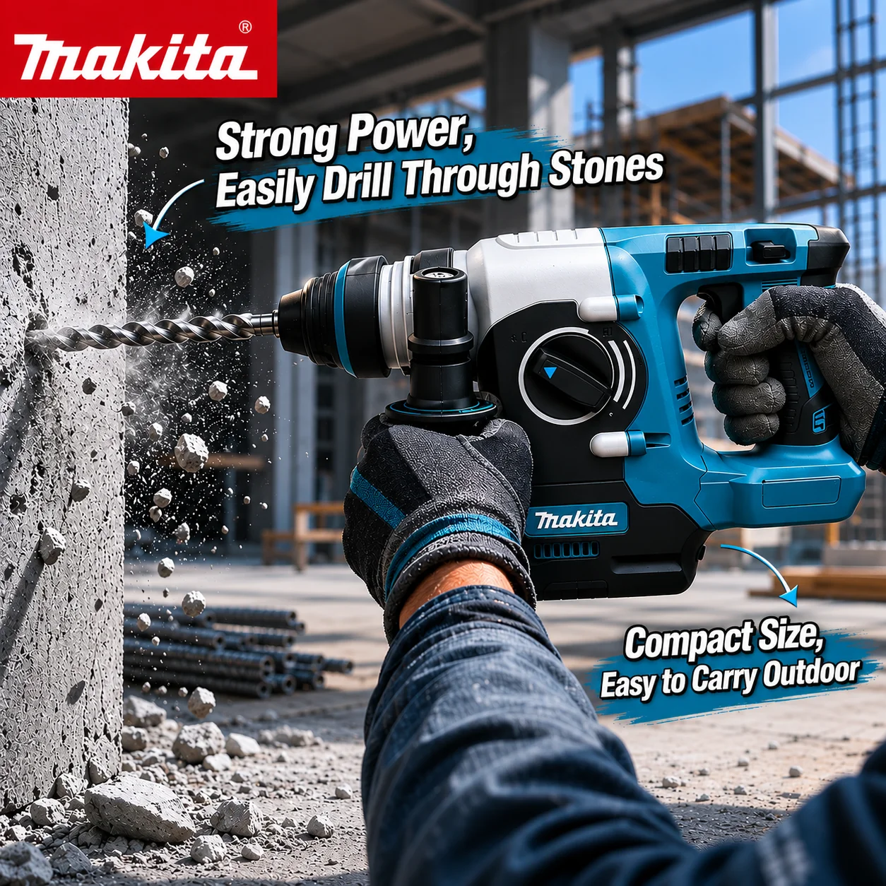 

Makita DCH273 Electric Brushless Motor Drilling Tasks Rechargeable Rotary Hammer Drilling High Torque Power Tool