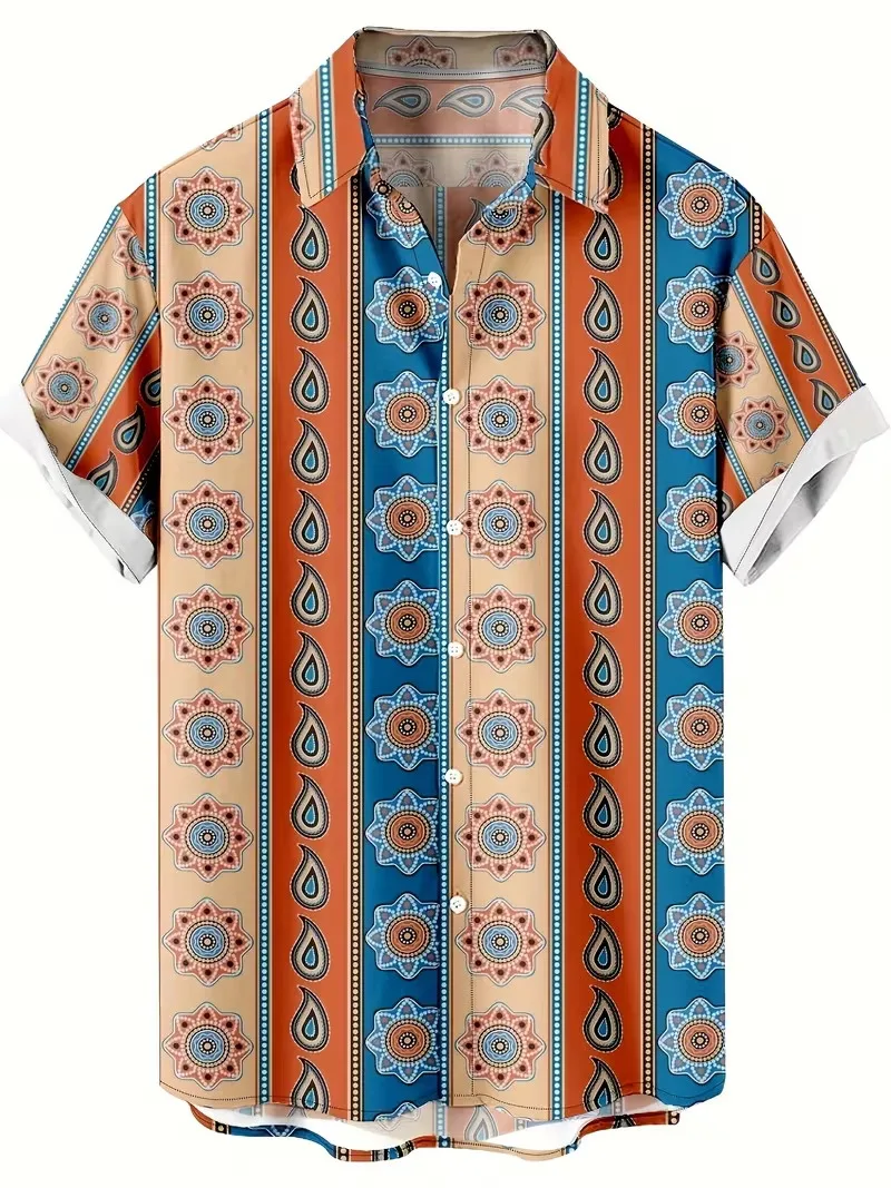 

Men's Black White Vertical Stripe Hawaiian Shirt 3D Geometric Print Short Sleeve Button Down Aloha Shirts Modern Beach Shirt