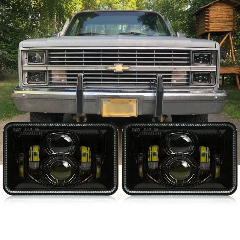 4pcs DOT Approved Black Projector 4x6 inch LED Headlights Rectangular H4651 H4652 H4656 H4666 H6545 For Ford Truck