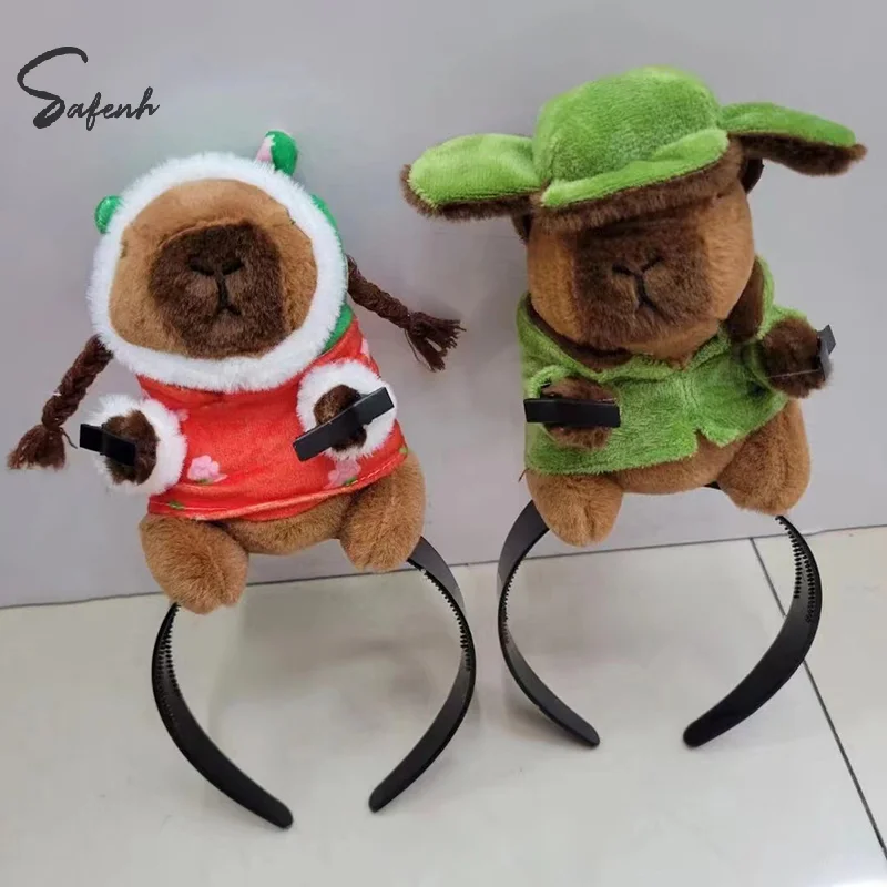 1PCS Headband Cartoon Funny Capybara Hair Hoop Summer Women's Cute Face Wash Headband Funny Plush Hair Band Hair Accessories