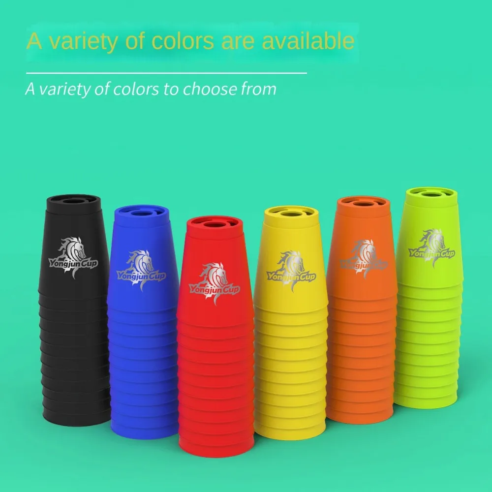 12 ピース/セットカップクイックスタックカップ折りたたみカップカラフルなスポーツスタッキングカッププラスチック教育スポーツフライングレーシングカップ
