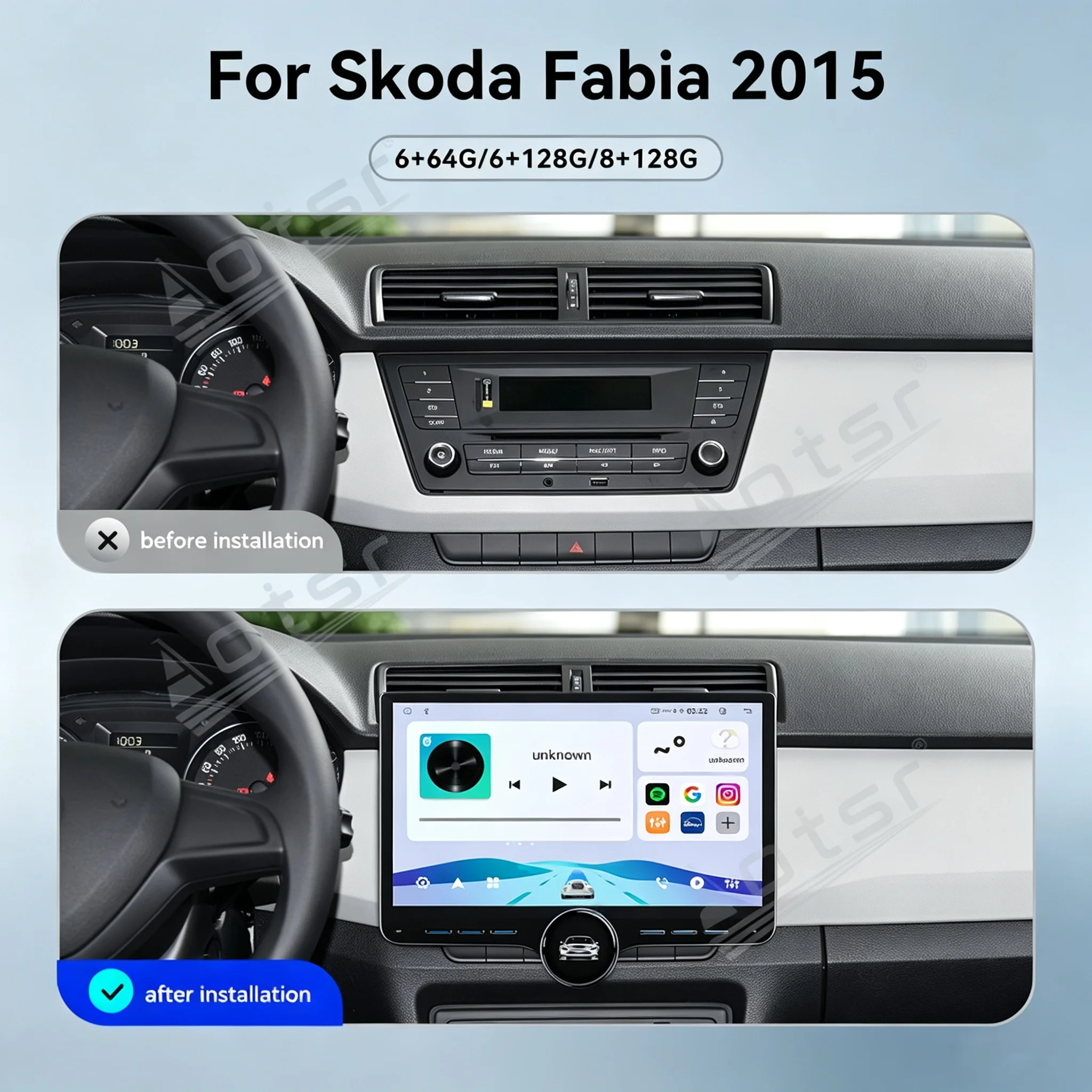 Radio Tape Recorder For Skoda Fabia 2015 11.5 Inch Android 15 Car GPS Navigation Car Multimedia Player Radio Dvd Player Carplay