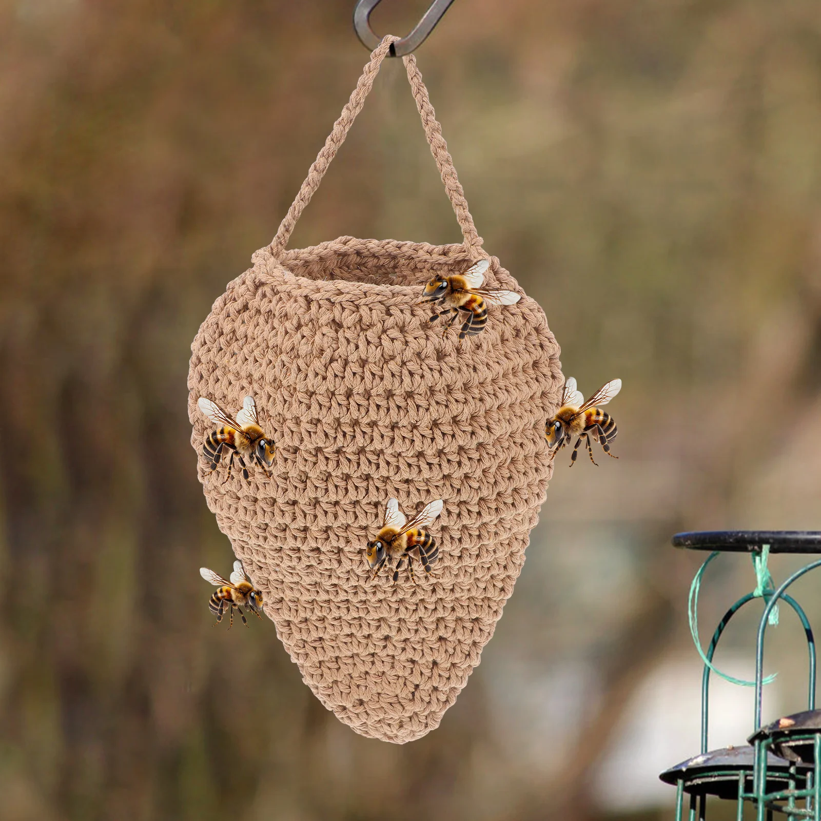 

2pcs Bee Trap Net: Bionic Nest Design Hanging Fruit Basket For Patio Garden Picnic Outdoor Insect Control Melon Net