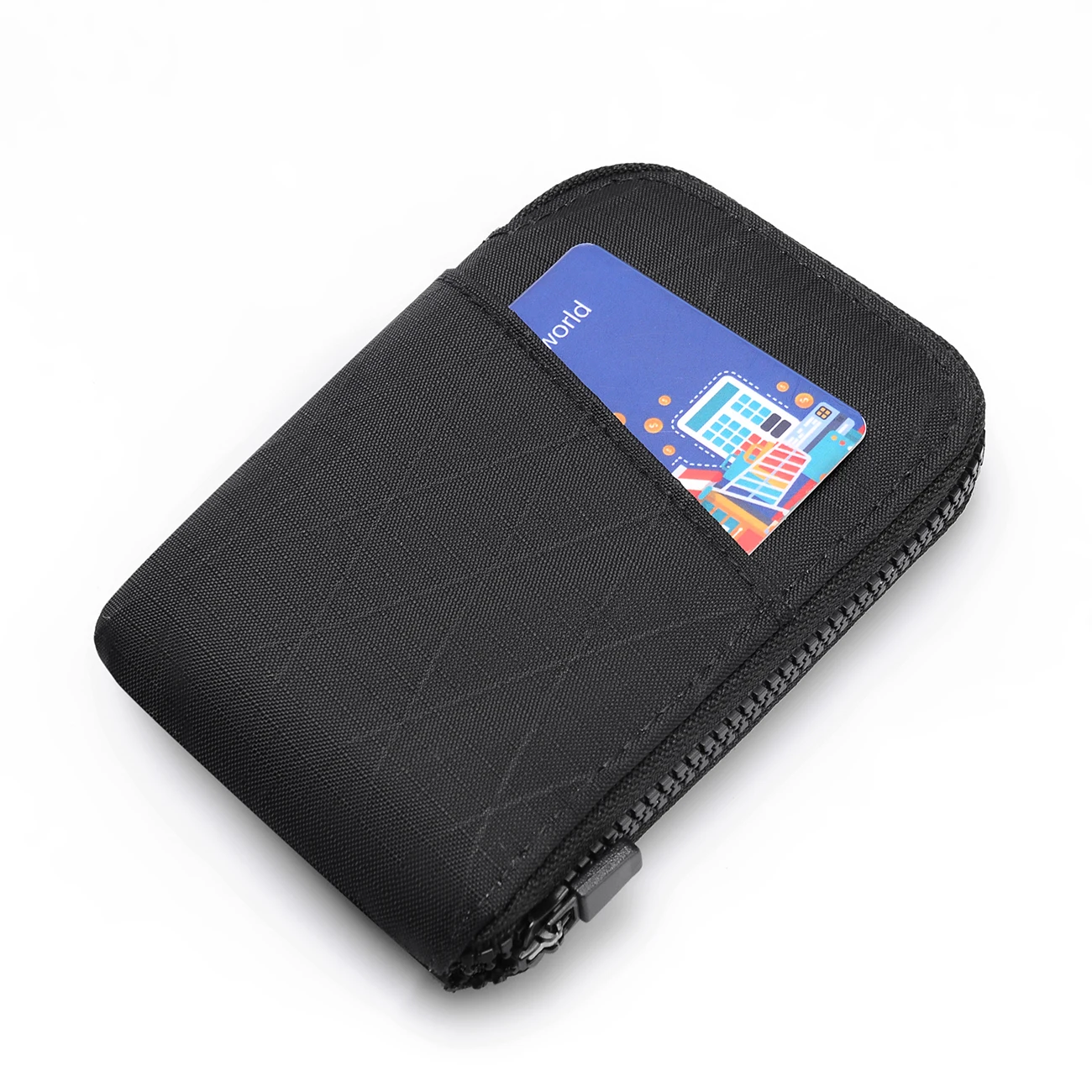 Minimalist Square Men's Rfid Wallet Zipper Closure Card Organizer Utility EDC Storage Pouch X-Pac Waterproof Credit Card Holder