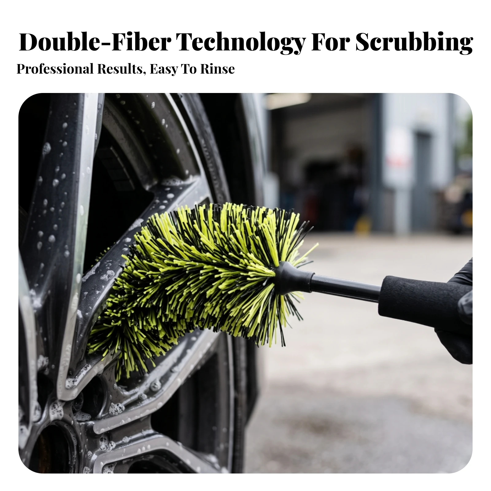 Car Wheel Cleaning Brush Long-Handled Wheel Rim Brush Long-Lasting Synthetic