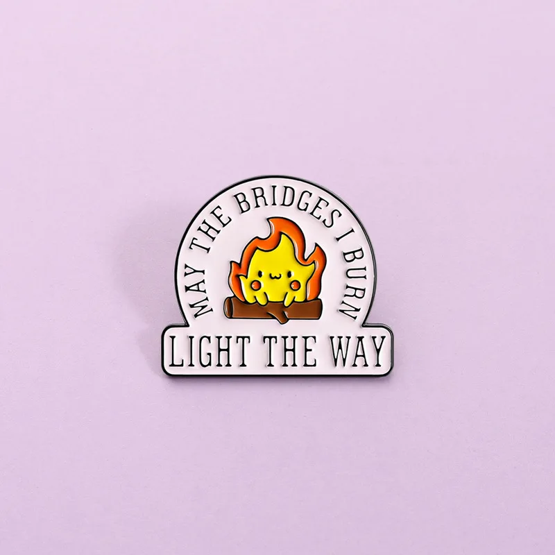 

Cartoon burning firewood Enamel Pins Cute Flame Man Brooches Bag Lapel Badge Jewelry Gifts Friends